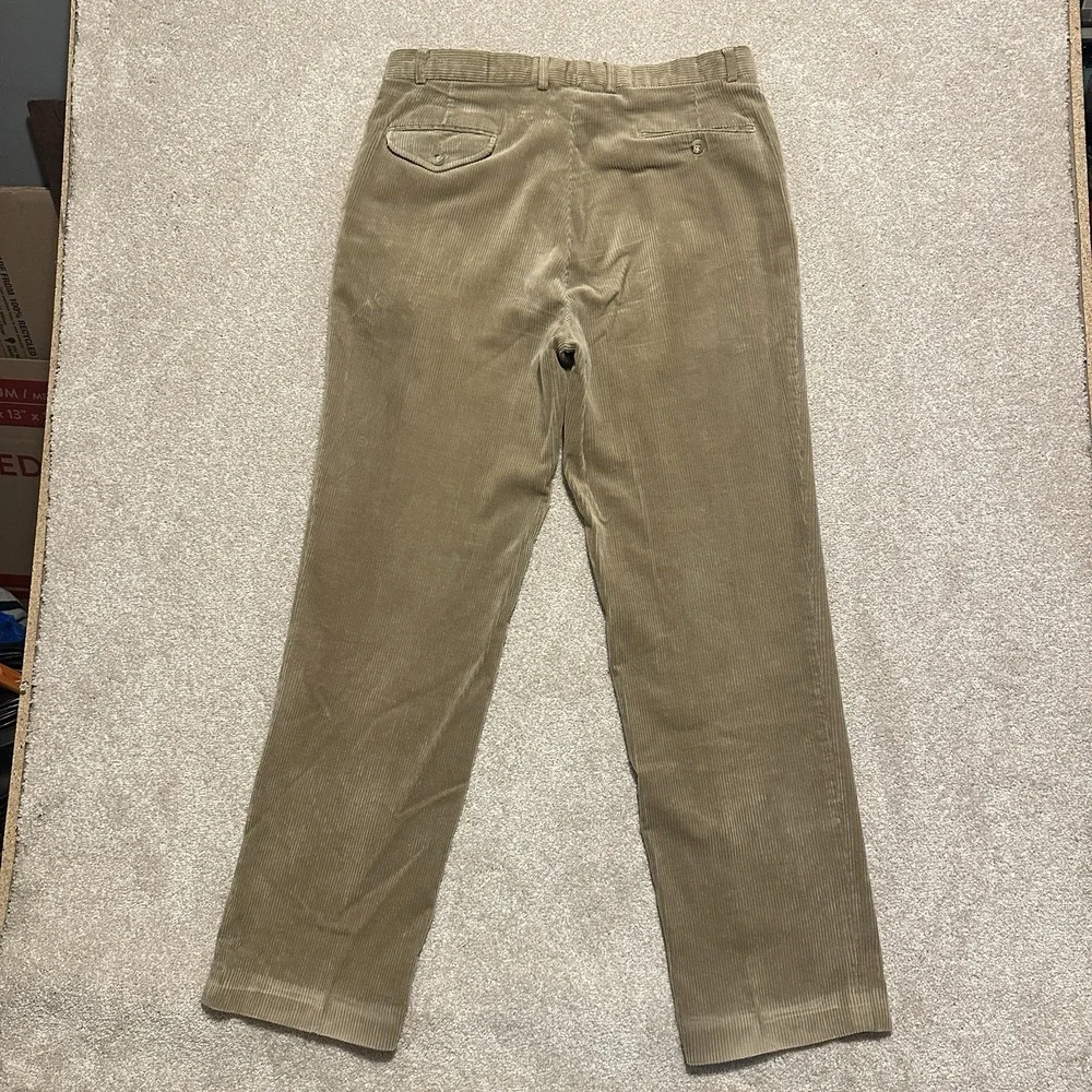 Eddie Bauer Corduroy Pants Men 36 (34x32) Beige Vintage 90s Pleated Hook‎ & Eye